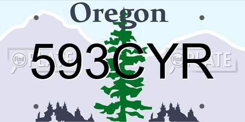 593CYR Oregon License Plate