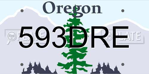 593DRE Oregon License Plate