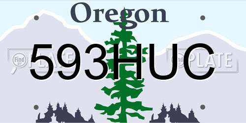 593HUC Oregon License Plate
