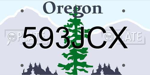593JCX Oregon License Plate