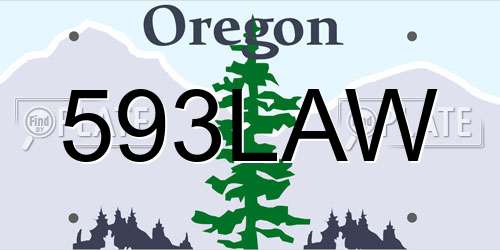 593LAW Oregon License Plate