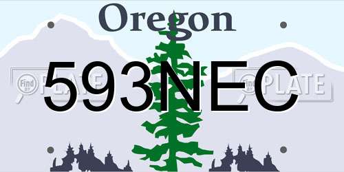 593NEC Oregon License Plate