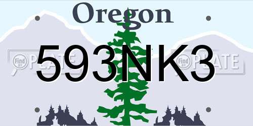 593NK3 Oregon License Plate
