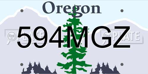 594MGZ Oregon License Plate