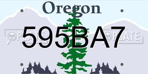 595BA7 Oregon License Plate