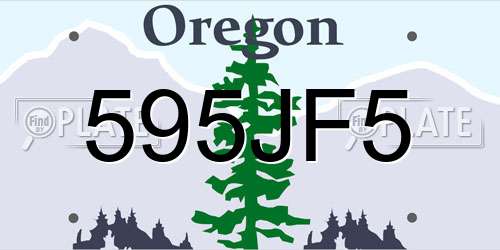 595JF5 Oregon License Plate