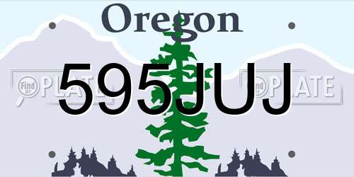 595JUJ Oregon License Plate