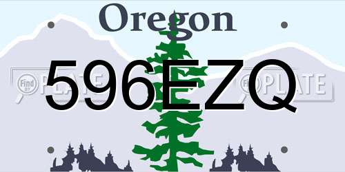 596EZQ Oregon License Plate