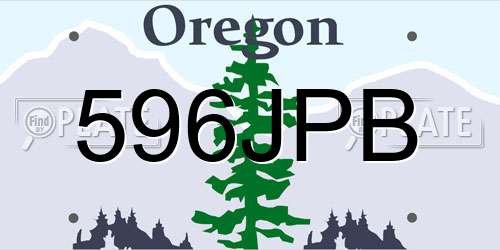 596JPB Oregon License Plate