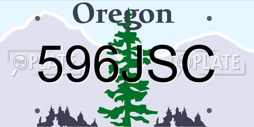 596JSC Oregon License Plate