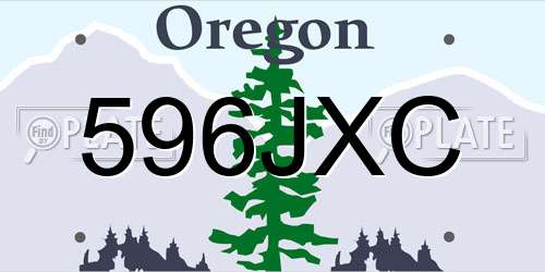 596JXC Oregon License Plate