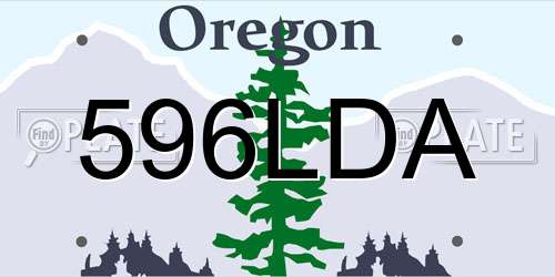596LDA Oregon License Plate