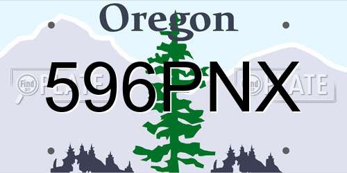 596PNX Oregon License Plate
