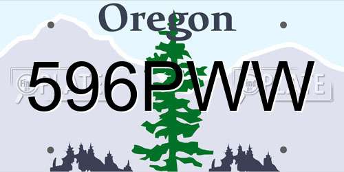 596PWW Oregon License Plate