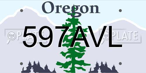 597AVL Oregon License Plate