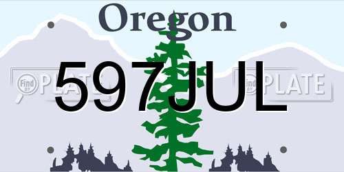 597JUL Oregon License Plate
