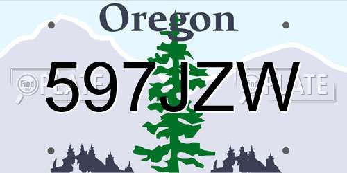 597JZW Oregon License Plate