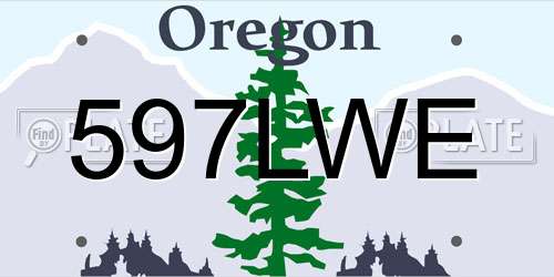 597LWE Oregon License Plate
