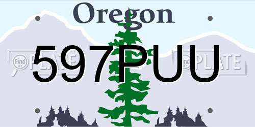 597PUU Oregon License Plate