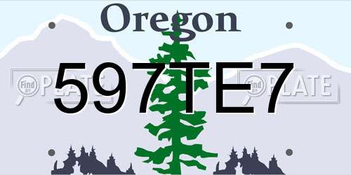 597TE7 Oregon License Plate