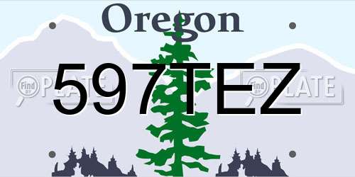 597TEZ Oregon License Plate