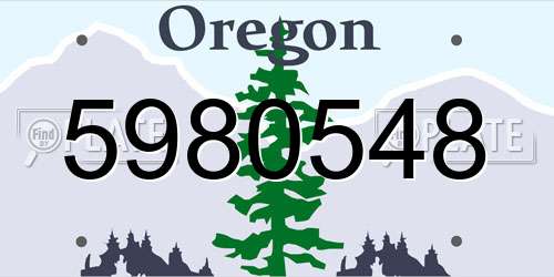 5980548 Oregon License Plate