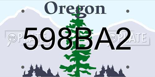 598BA2 Oregon License Plate