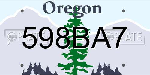 598BA7 Oregon License Plate
