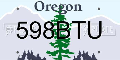 598BTU Oregon License Plate