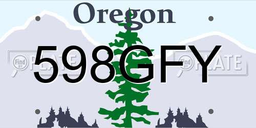 598GFY Oregon License Plate
