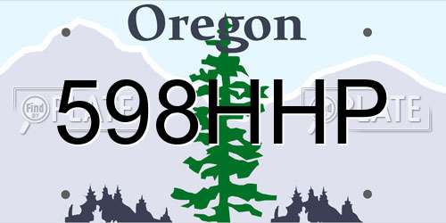 598HHP Oregon License Plate