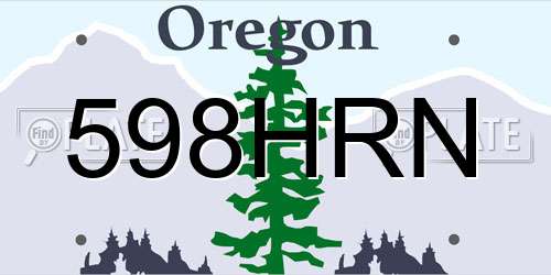 598HRN Oregon License Plate