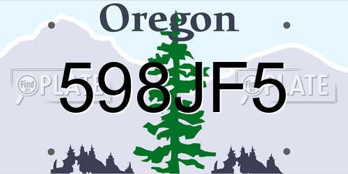 598JF5 Oregon License Plate
