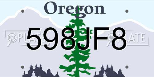 598JF8 Oregon License Plate