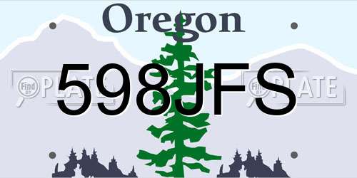 598JFS Oregon License Plate