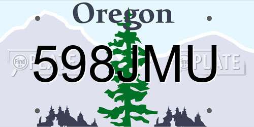 598JMU Oregon License Plate