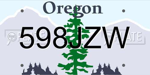 598JZW Oregon License Plate