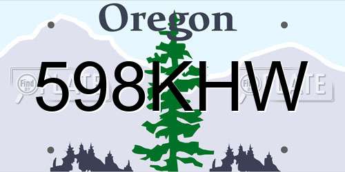 598KHW Oregon License Plate