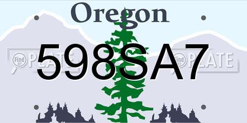 598SA7 Oregon License Plate