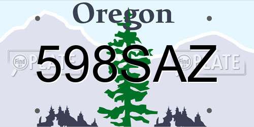 598SAZ Oregon License Plate