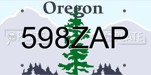 598ZAP Oregon License Plate