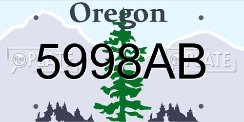 5998AB Oregon License Plate