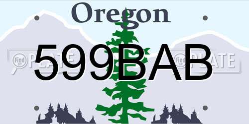 599BAB Oregon License Plate