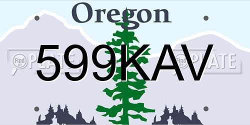 599KAV Oregon License Plate