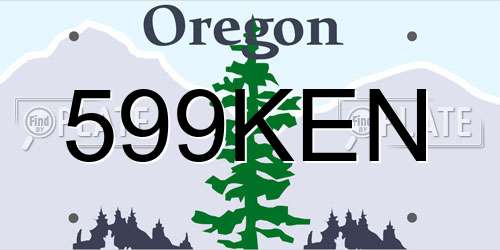 599KEN Oregon License Plate