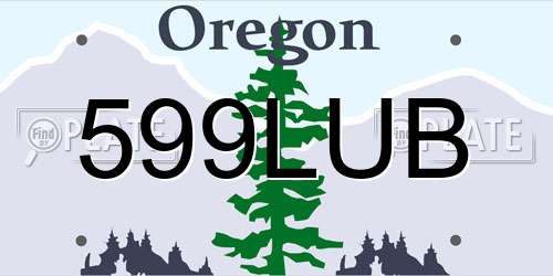 599LUB Oregon License Plate