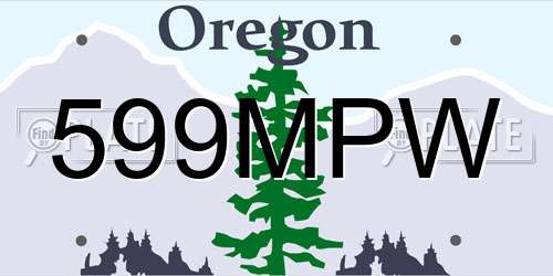 599MPW Oregon License Plate