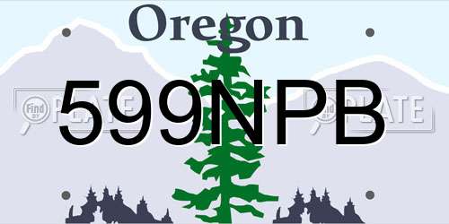 599NPB Oregon License Plate
