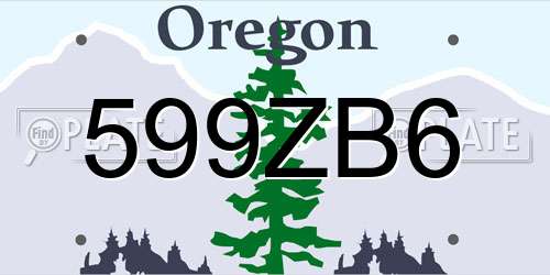 599ZB6 Oregon License Plate