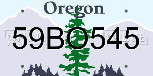 59BO545 Oregon License Plate